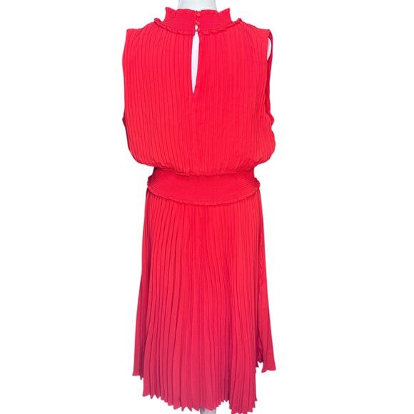 Nanette Lepore Red Pleated Sleeveless Midi Dress, Size 14 - Picture 2 of 4